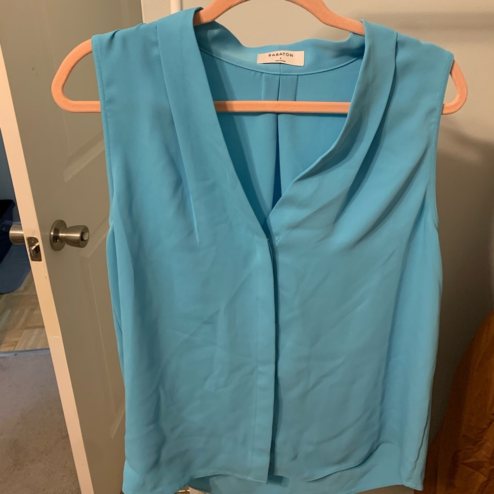 Aritzia Babaton sleeveless power blouse in aquamarine